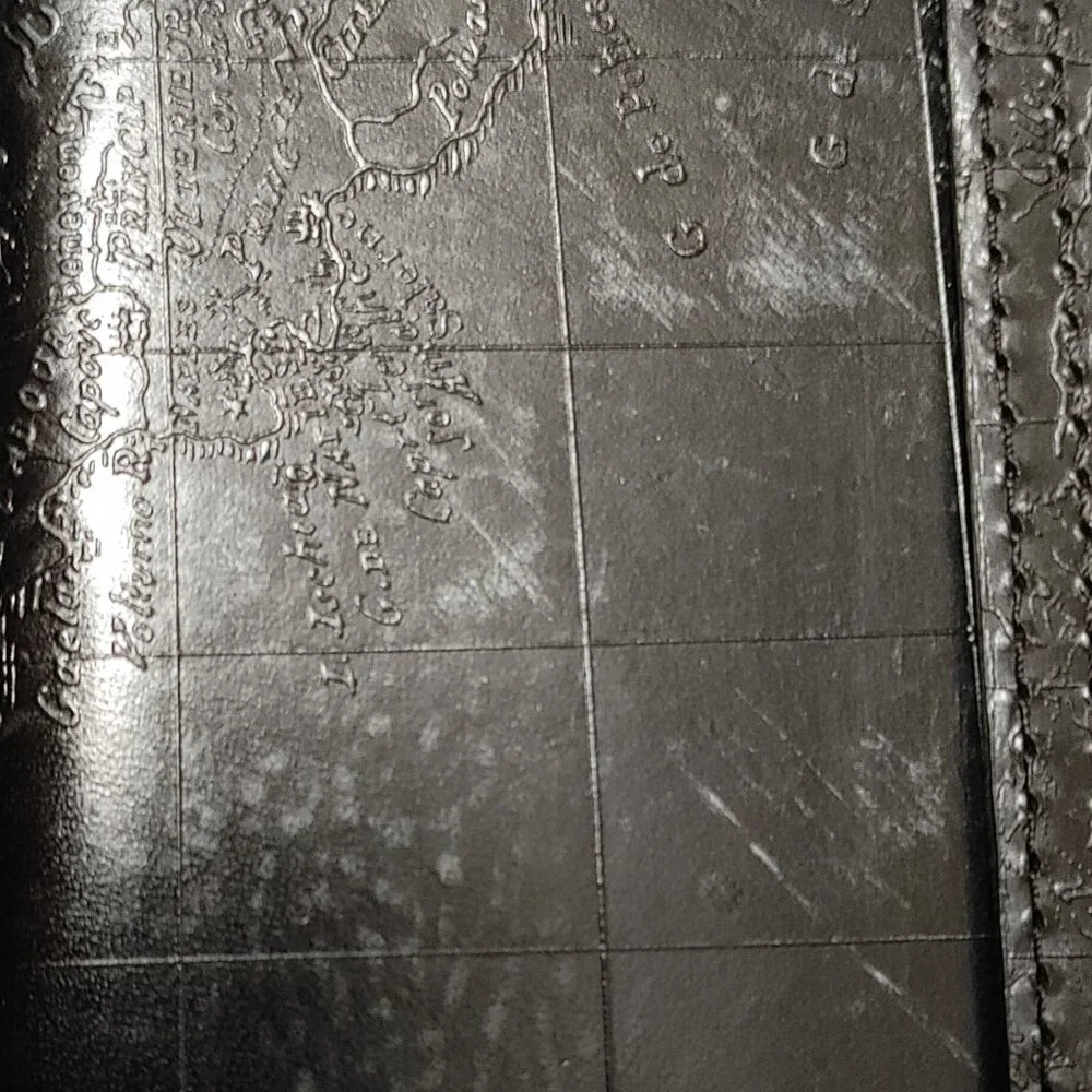 Patricia Nash double zipper wallet in embossed map print - Picture 2 of 10